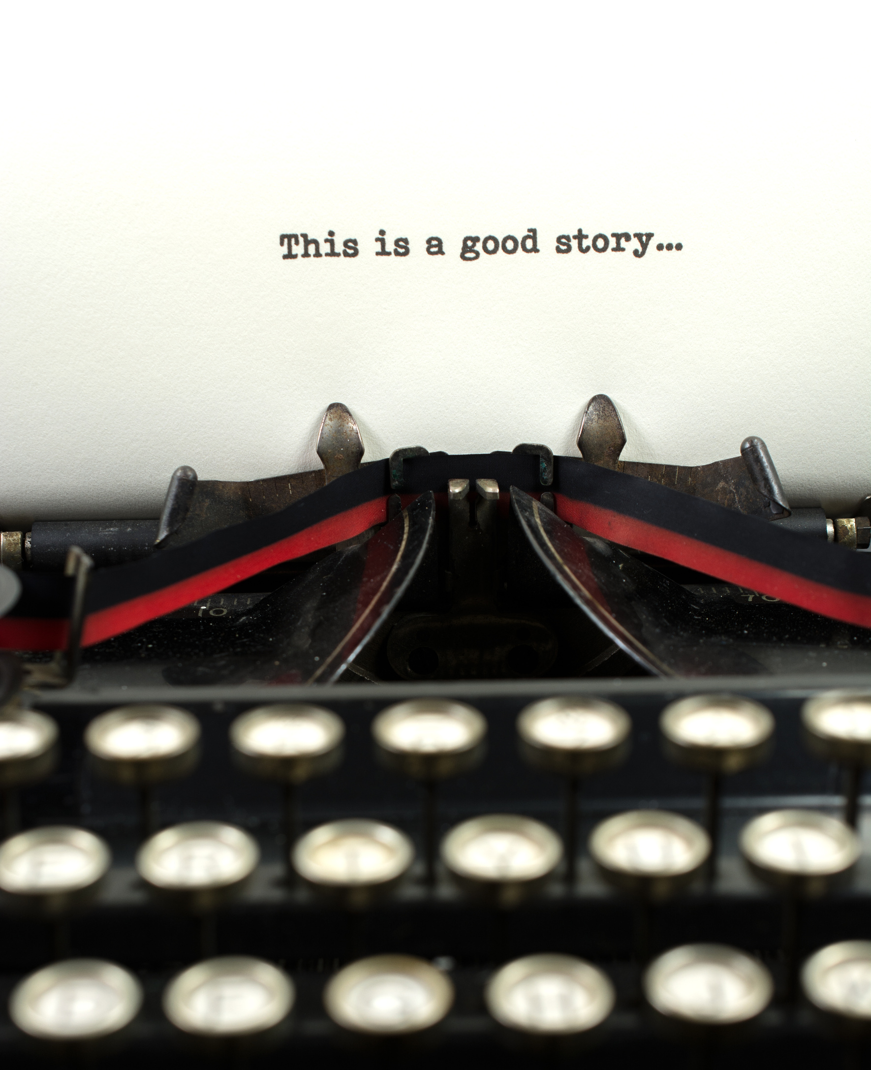 Close-up antique typewriter with this good story